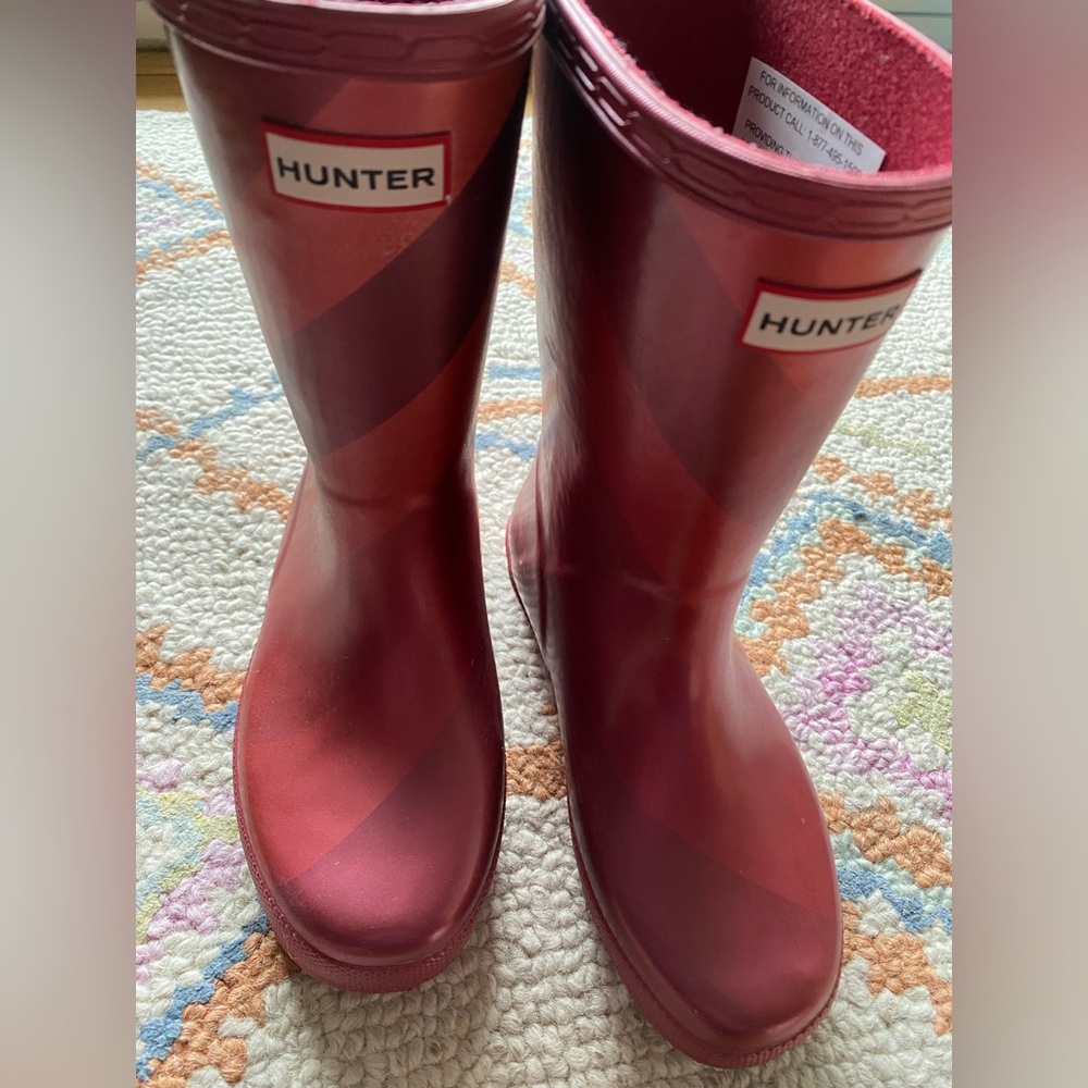 Hunter Kids First Red Metal Stripe Rain Boots 1